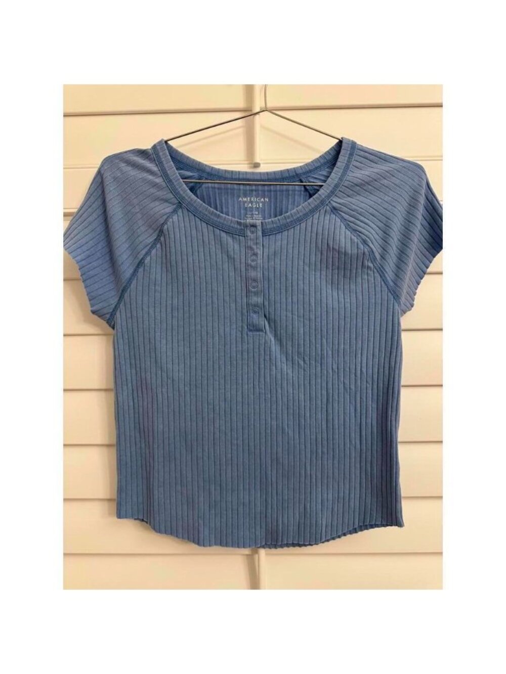 American eagle blue cropped‎ babydoll tee size Large